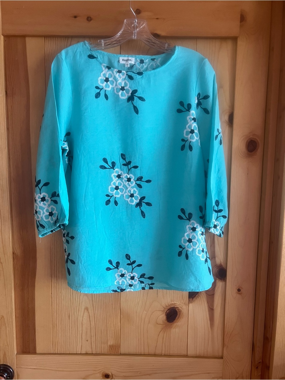 Kingston Turquoise Floral Embroidered Tunic Top